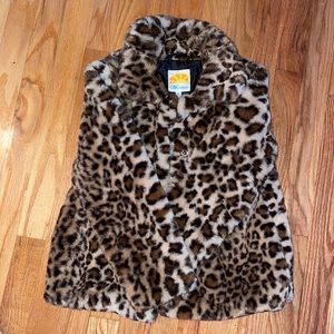 C and  C California leopard fuzzy jacket new with tags
